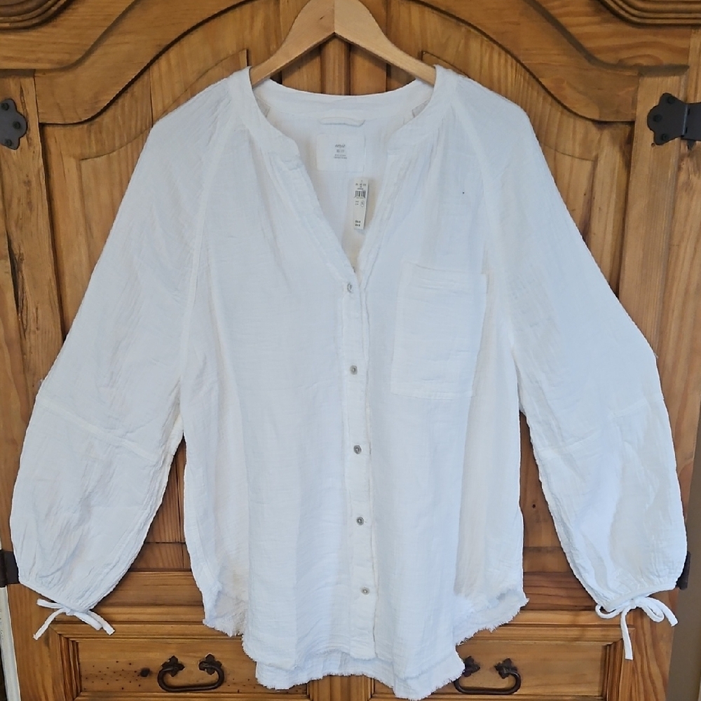 Aerie White Button Down Blouse